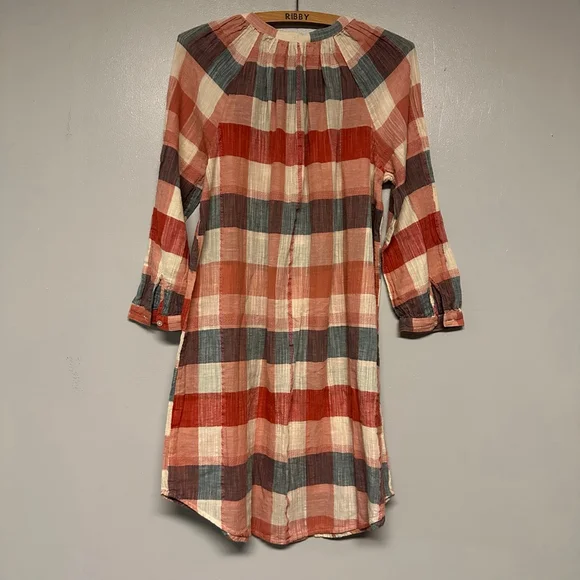 Lucky Brand Plaid button front dress babydoll Size small petite cotton/linen - Picture 6 of 10